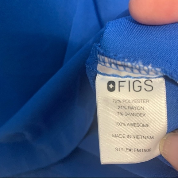 Figs Leon Three Pockets Technical Collection Men’s Blue Short Sleeve Scrub Top - Picture 4 of 6